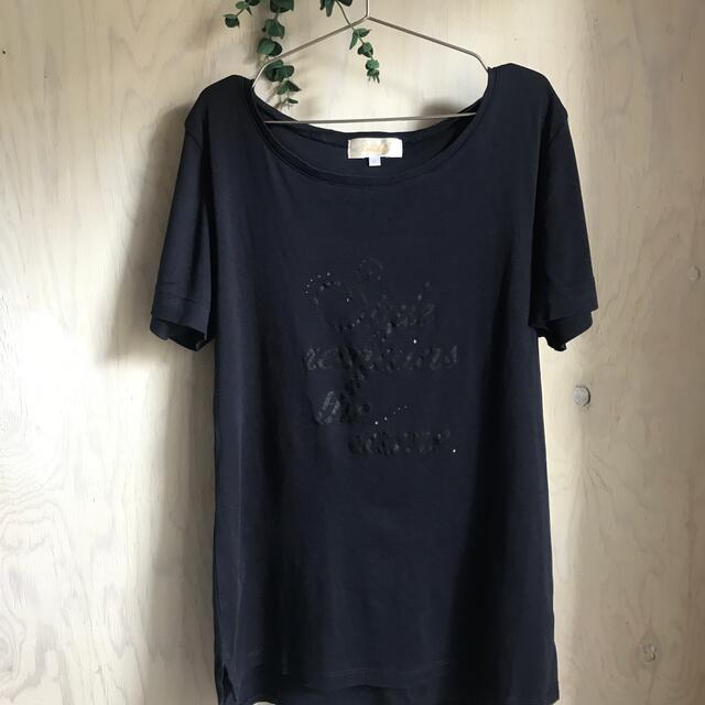 ALPHA CUBIC 紺Tシャツ L レディースのトップス(Tシャツ(半袖/袖なし))の商品写真
