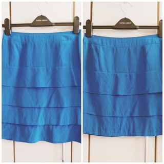 ルスーク(Le souk)のルスークのターコイズカラー 丈の長さが2パターンのティアードスカート(ひざ丈スカート)