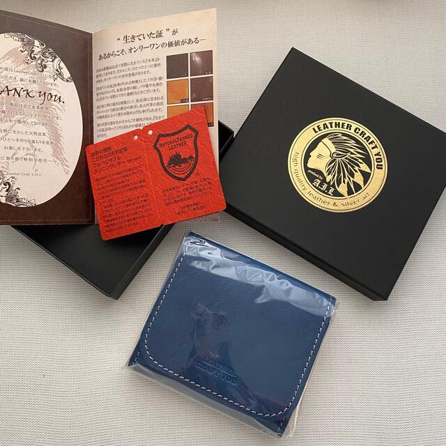 栃木レザー コンパクト 財布 ブルー メンズのファッション小物(折り財布)の商品写真