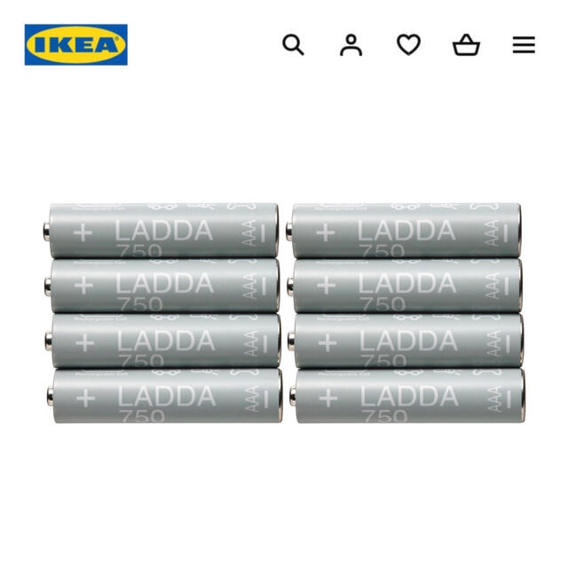 IKEA(イケア)のIKEA イケア　ラッダ 充電式電池　単4 1.2V 750mAh 8本セット スマホ/家電/カメラの生活家電(その他)の商品写真