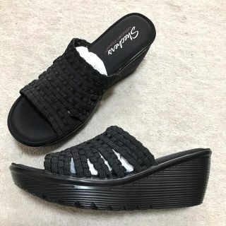 スケッチャーズ(SKECHERS)の23【スケッチャーズ】ゴムメッシュ・サンダル・黒(サンダル)