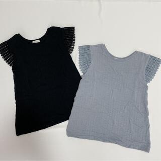 セラフ(Seraph)の美品 SERAPH フレンチスリーブTシャツ　130 水色 黒 2枚セット(Tシャツ/カットソー)