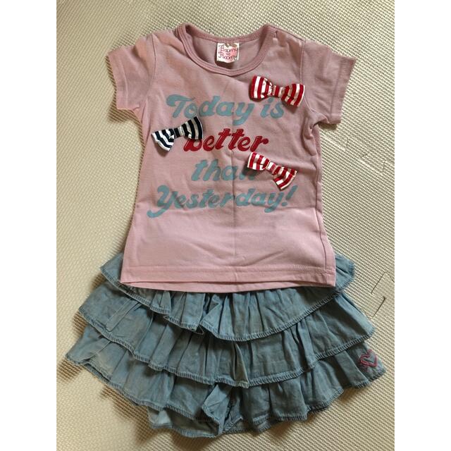 BoomyRoomy(ブーミンルーミン)のBoomy Roomy size90  tシャツとショートパンツのset キッズ/ベビー/マタニティのキッズ服女の子用(90cm~)(Tシャツ/カットソー)の商品写真