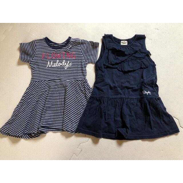 BeBe(ベベ)のBeBe スラップスリップ　ワンピース2枚set size 100 キッズ/ベビー/マタニティのキッズ服女の子用(90cm~)(ワンピース)の商品写真