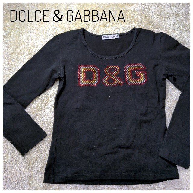 DOLCE&GABBANA(ドルチェアンドガッバーナ)のドルチェ&ガッバーナ　ロゴT ラインストーン レディースのトップス(Tシャツ(長袖/七分))の商品写真