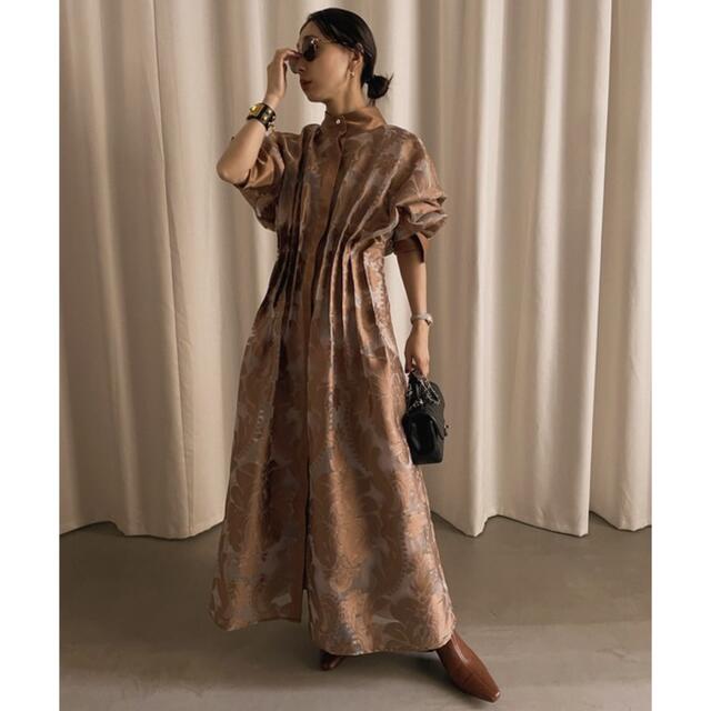 ロングワンピース/マキシワンピースAMERI UND SHEER JACQUARD TUCK DRESS