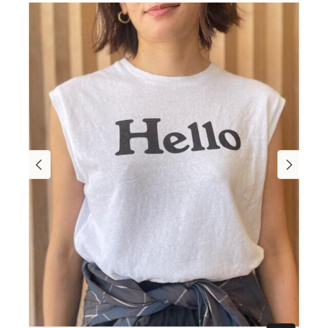 Ron Herman(ロンハーマン)の新品未使用　マディソンブルー　HELLOロゴノースリブTシャツ　ホワイト レディースのトップス(Tシャツ(半袖/袖なし))の商品写真