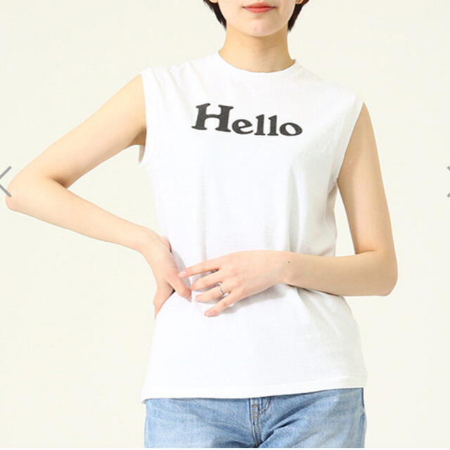 Ron Herman(ロンハーマン)の新品未使用　マディソンブルー　HELLOロゴノースリブTシャツ　ホワイト レディースのトップス(Tシャツ(半袖/袖なし))の商品写真