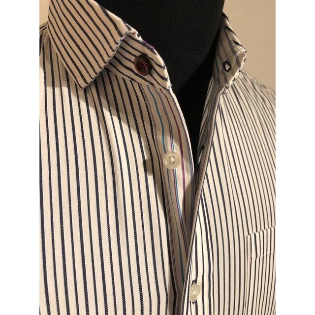 MK MICHEL KLEIN homme(エムケーミッシェルクランオム)のストライプ柄デザインシャツ　Lサイズ メンズのトップス(シャツ)の商品写真