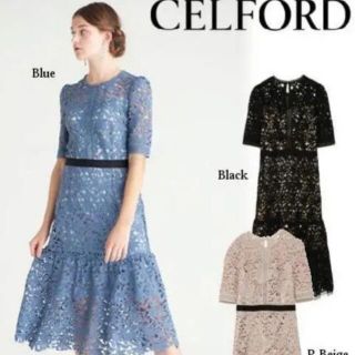 セルフォード(CELFORD)の【美品】CELFORD セルフォード　レースケミカルワンピース(ひざ丈ワンピース)