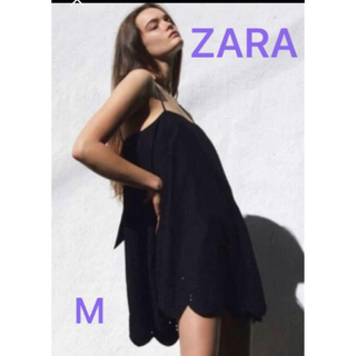 ザラ(ZARA)の新品タグ付　ZARA  エンブロイダリースリップドレスM 重ね着にも♪(ミニワンピース)