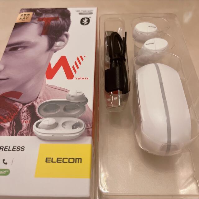 ELECOM(エレコム)のエレコム ワイヤレスイヤホン Bluetooth 無線 AAC対応 ホワイト  スマホ/家電/カメラのオーディオ機器(ヘッドフォン/イヤフォン)の商品写真