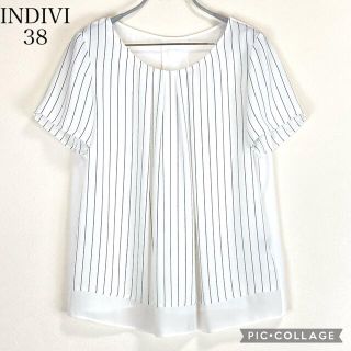 インディヴィ(INDIVI)の【美品】インディヴィ ブラウス純白ストライプ(シャツ/ブラウス(半袖/袖なし))