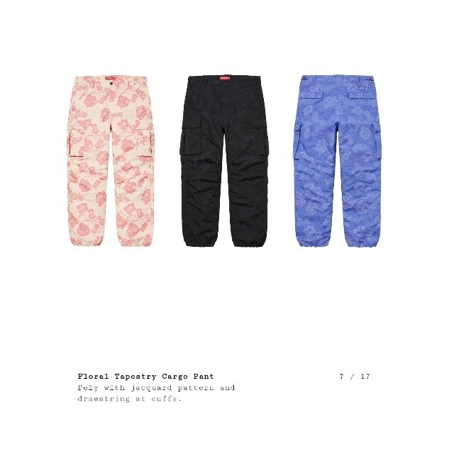 Supreme floral tapestry cargo pant 30 黒 Supreme floral tapestry cargo pant 30 黒