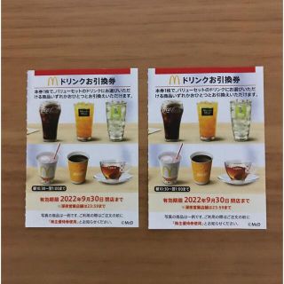 マクドナルド株主優待券　ドリンク引換券2枚(フード/ドリンク券)