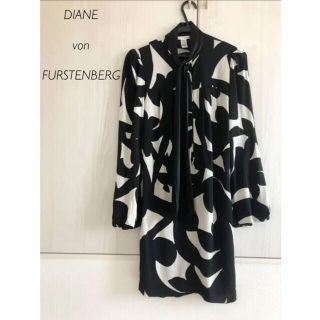 ダイアンフォンファステンバーグ(DIANE von FURSTENBERG)のDIANE von FURSTENBERG ボウタイ　柄　ワンピース(ひざ丈ワンピース)