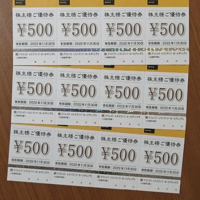 クリエイトレストラン　株主優待　24000円分　かんたんラクマ無料