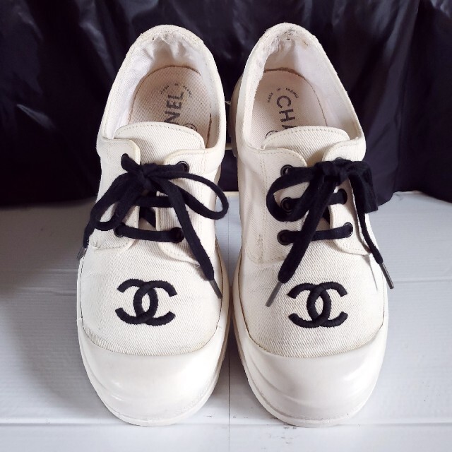 シャネル スニーカー CHANEL 38 ココマーク ローカットスニーカー PK