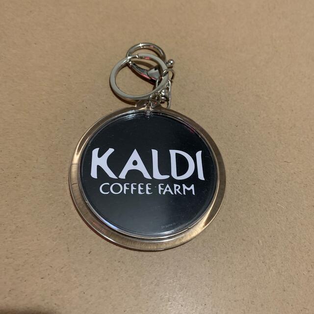 KALDI カルディ　キーホルダー　ハンドメイド品　中古品　ブラック レディースのファッション小物(キーホルダー)の商品写真