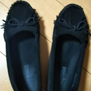 MINNETONKA モカシン黒 24㎝ 使用わずか