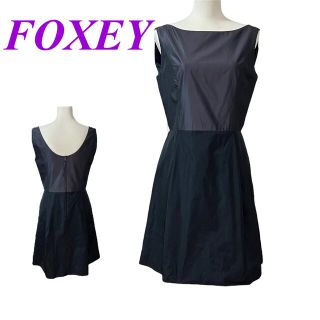 フォクシー(FOXEY)のFOXEY★フォクシー★サテンワンピース   Aライン　切り替え(ひざ丈ワンピース)