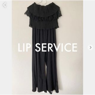 リップサービス(LIP SERVICE)の【新品未使用】LIP SERVICE ブラックプリーツ&レース　オールインワン(オールインワン)