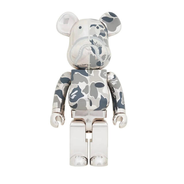 BE@RBRICK(ベアブリック)のBearbrick BAPE(R)CAMO SHARK 1000％ SILVER ハンドメイドのおもちゃ(フィギュア)の商品写真