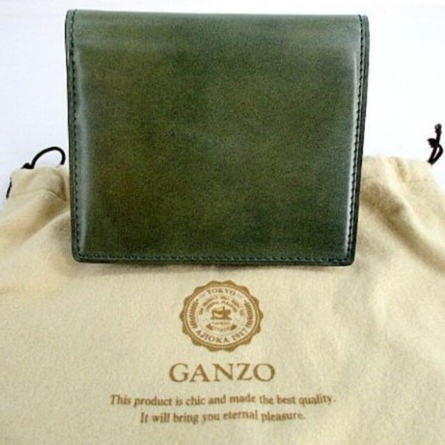 GANZO(ガンゾ)の正規品 GANZO 二つ折り財布 カーキ 美品 メンズのファッション小物(折り財布)の商品写真