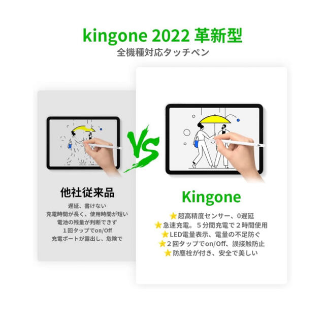 【即購入OK】タッチペン　KINGONE スタイラスペン　液晶用ペンシル スマホ/家電/カメラのPC/タブレット(PC周辺機器)の商品写真