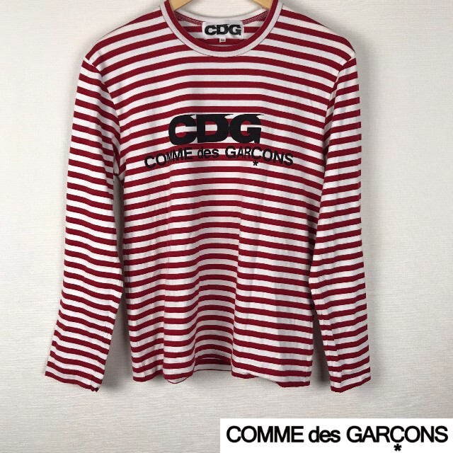 COMME des GARCONS(コムデギャルソン)の美品 コムデギャルソン 長袖Tシャツ ボーダー レッド サイズM メンズのトップス(Tシャツ/カットソー(七分/長袖))の商品写真