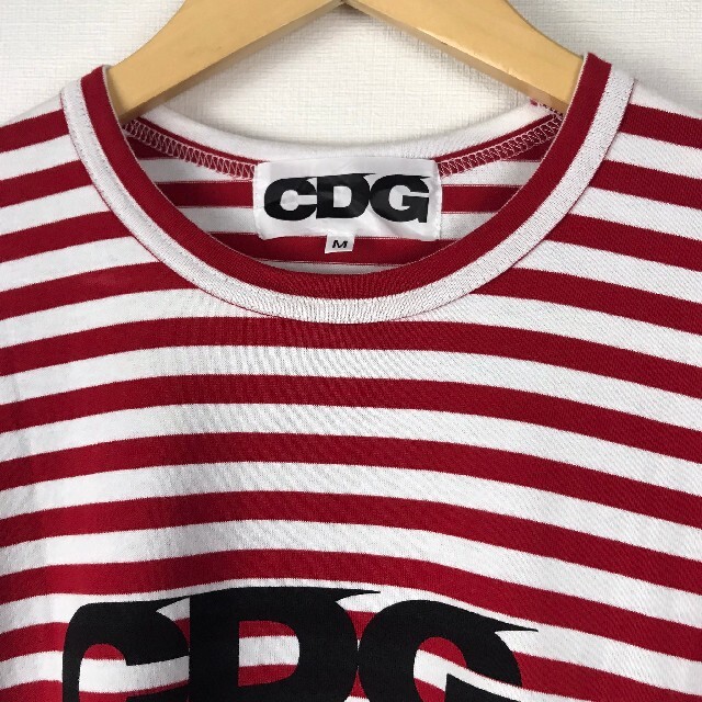 COMME des GARCONS(コムデギャルソン)の美品 コムデギャルソン 長袖Tシャツ ボーダー レッド サイズM メンズのトップス(Tシャツ/カットソー(七分/長袖))の商品写真