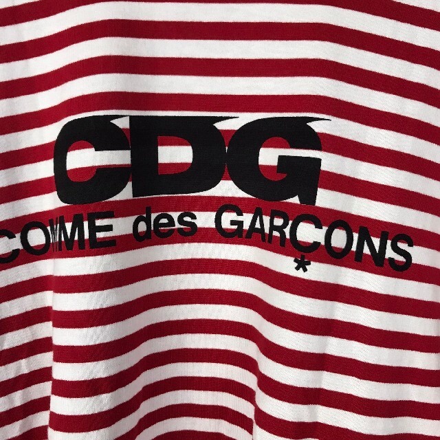 COMME des GARCONS(コムデギャルソン)の美品 コムデギャルソン 長袖Tシャツ ボーダー レッド サイズM メンズのトップス(Tシャツ/カットソー(七分/長袖))の商品写真