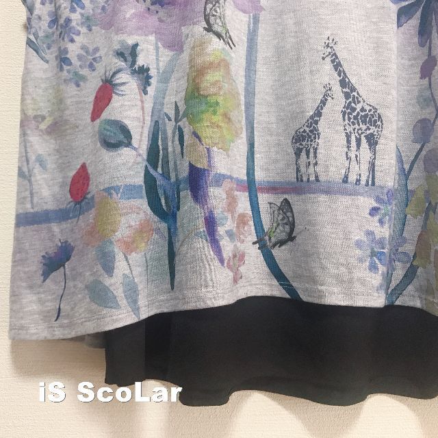 ScoLar(スカラー)の【iS ScoLar】イズスカラー レイヤード Giraffe柄 カットソー レディースのトップス(カットソー(半袖/袖なし))の商品写真