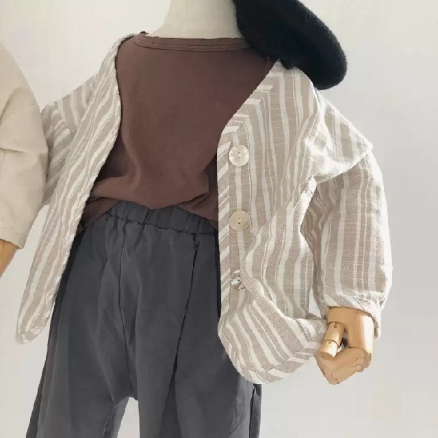 綿とリネンカーディガン　子供服　韓国 キッズ/ベビー/マタニティのキッズ服女の子用(90cm~)(カーディガン)の商品写真