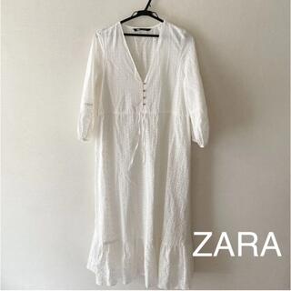 ザラ(ZARA)のZARAカットワーク刺繍ワンピース　Sサイズ(ロングワンピース/マキシワンピース)