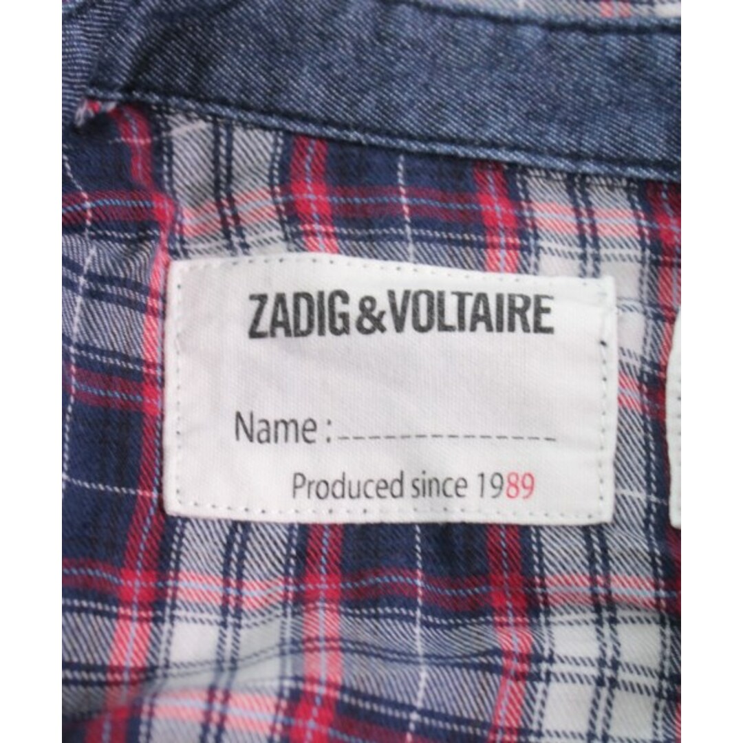 Zadig&Voltaire(ザディグエヴォルテール)のZADIG & VOLTAIRE シャツ 6 紺x白x赤(チェック) 【古着】【中古】 キッズ/ベビー/マタニティのキッズ服女の子用(90cm~)(ブラウス)の商品写真