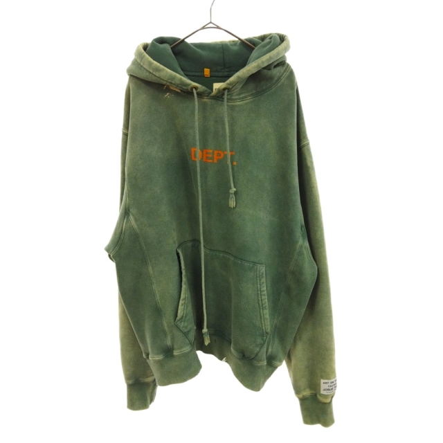 GALLERY DEPT. ギャラリーデプト Logo Paint Hoodie フロントロゴ ペンキ加工プルオーバーパーカー カーキ