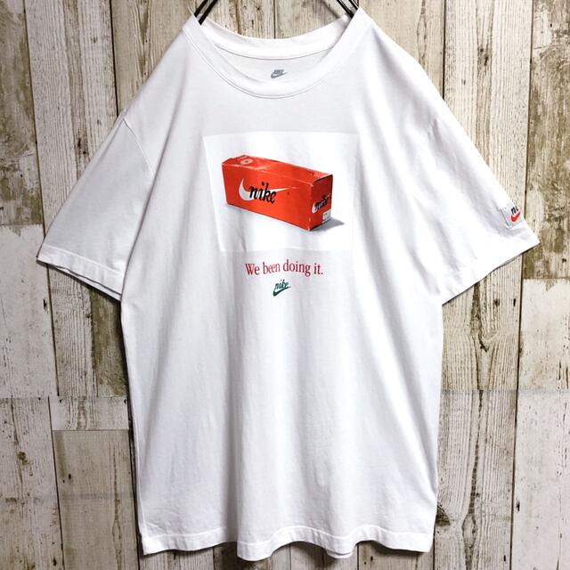 ナイキ 表記XL スニーカー箱 ビッグプリント ホワイト ゆるダボ Tシャツ