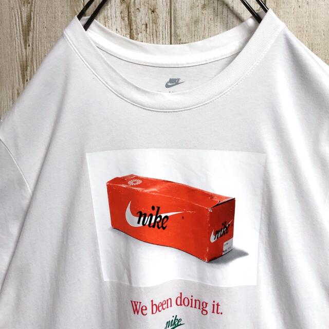 ナイキ 表記XL スニーカー箱 ビッグプリント ホワイト ゆるダボ Tシャツ