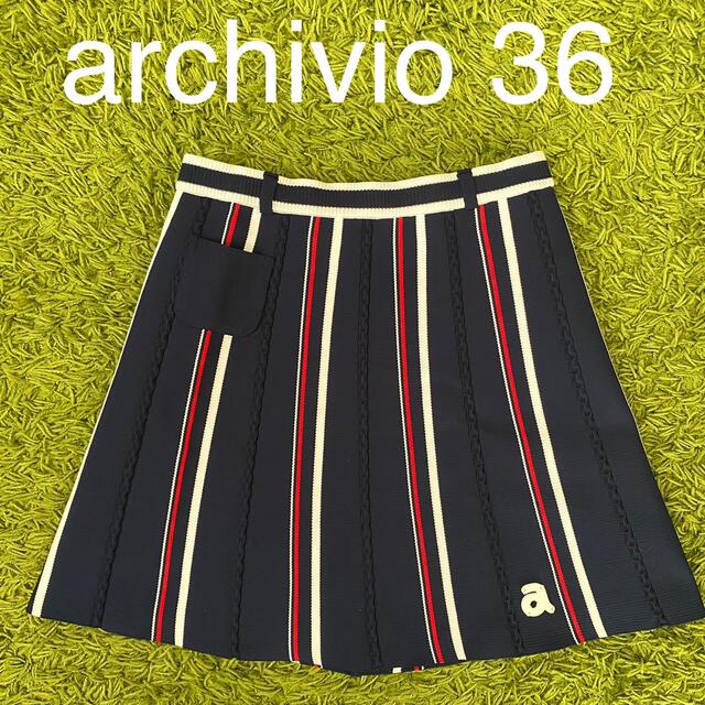 ネイビー白赤サイズアルチビオ レディースゴルフウェアスカート ニットネイビー系36