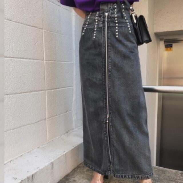 Ameri VINTAGE STUDS LINE DENIM SKIRTの通販 by yu|アメリ