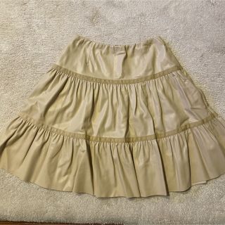 フォクシー(FOXEY)のFOXEY NY レザーティアードスカート(ひざ丈スカート)