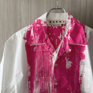 MARNI 21ss ペイントシャツ オープンカラー メンズ 46 Tシャツ 白