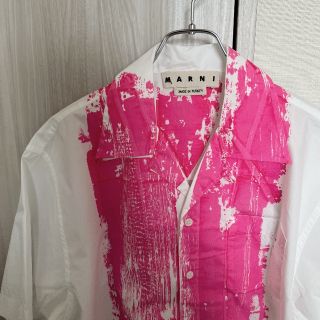 MARNI 21ss ペイントシャツ オープンカラー メンズ 46 Tシャツ 白