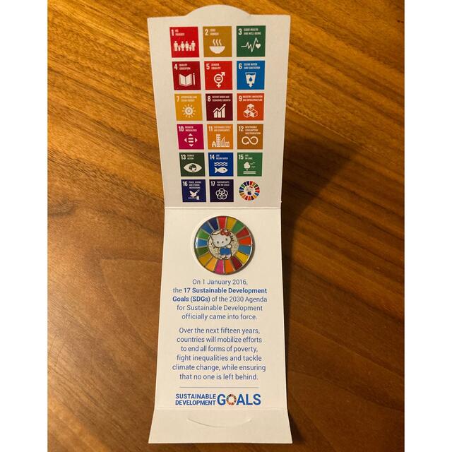 サンリオ(サンリオ)のハローキティ　SDGs　国連公式ラペルピン　バッジ エンタメ/ホビーのアニメグッズ(バッジ/ピンバッジ)の商品写真