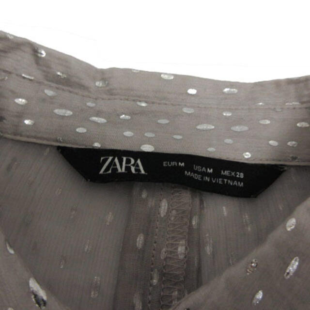 ZARA(ザラ)のZARA シャツ ドルマンスリーブ シアー素材 ドット調 グレー シルバー M レディースのトップス(シャツ/ブラウス(長袖/七分))の商品写真