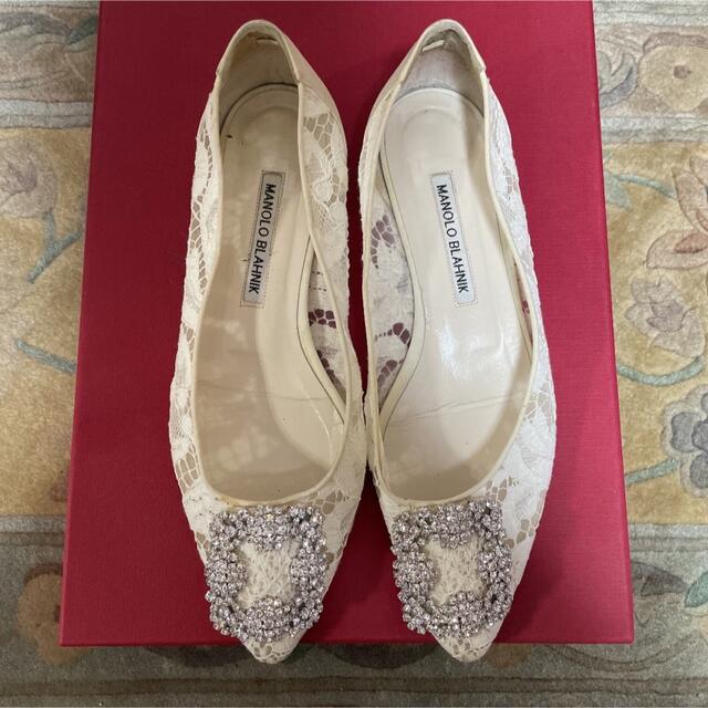 【美品】MANOLO BLAHNIK/マノロブラニク/レース/ブラック/37