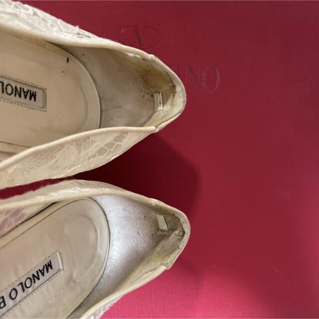 シューズ MANOLO レース フラット ホワイトの通販 by アルパカ's shop ...