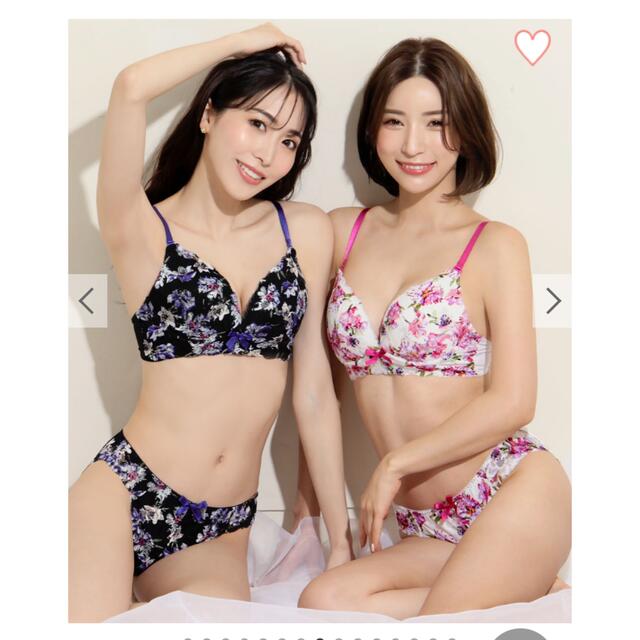 aimer feel(エメフィール)の新品♡エメフィール♡花柄　ブラジャー&ショーツ　ピンク　白　可愛い レディースの下着/アンダーウェア(ブラ&ショーツセット)の商品写真