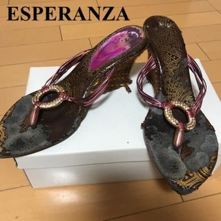 エスペランサ(ESPERANZA)のESPERANZA エスペランサ ストーン ビジュー ウエッジソール サンダル(サンダル)